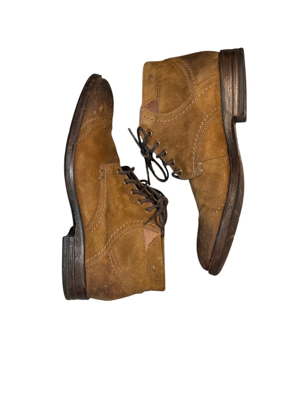 Clarks Devington Cap Men’s Boots Tobacco Brown Suede Leather 10M Distressed - Picture 4 of 9